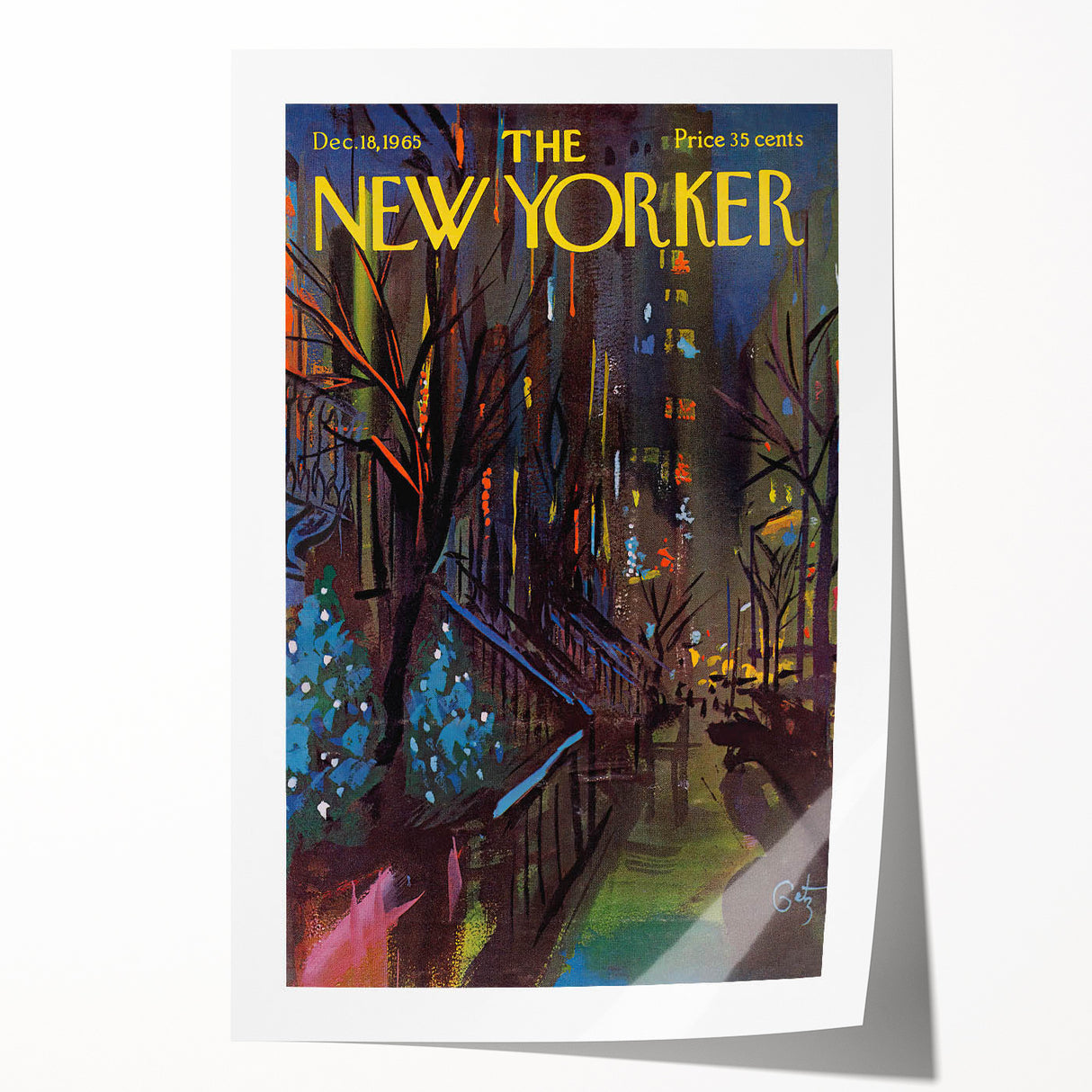 New Yorker December 18, 1965 – Vibrant Winter Cityscape Art Print