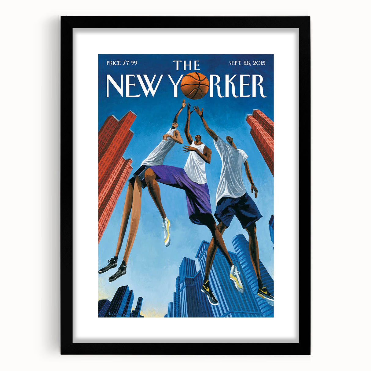Vintage New Yorker Poster: Basketball Game Cover Art