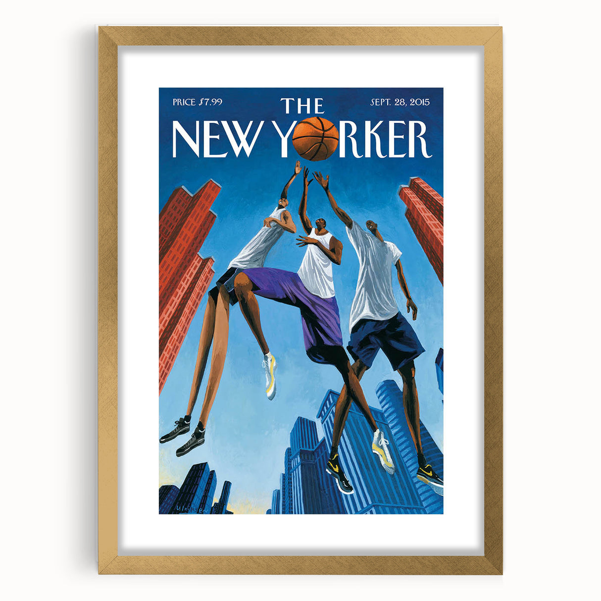 Vintage New Yorker Poster: Basketball Game Cover Art