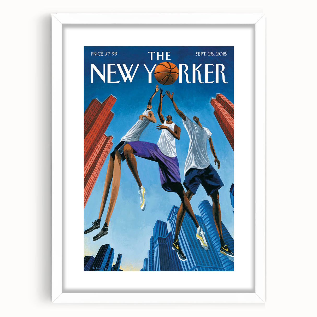 Vintage New Yorker Poster: Basketball Game Cover Art