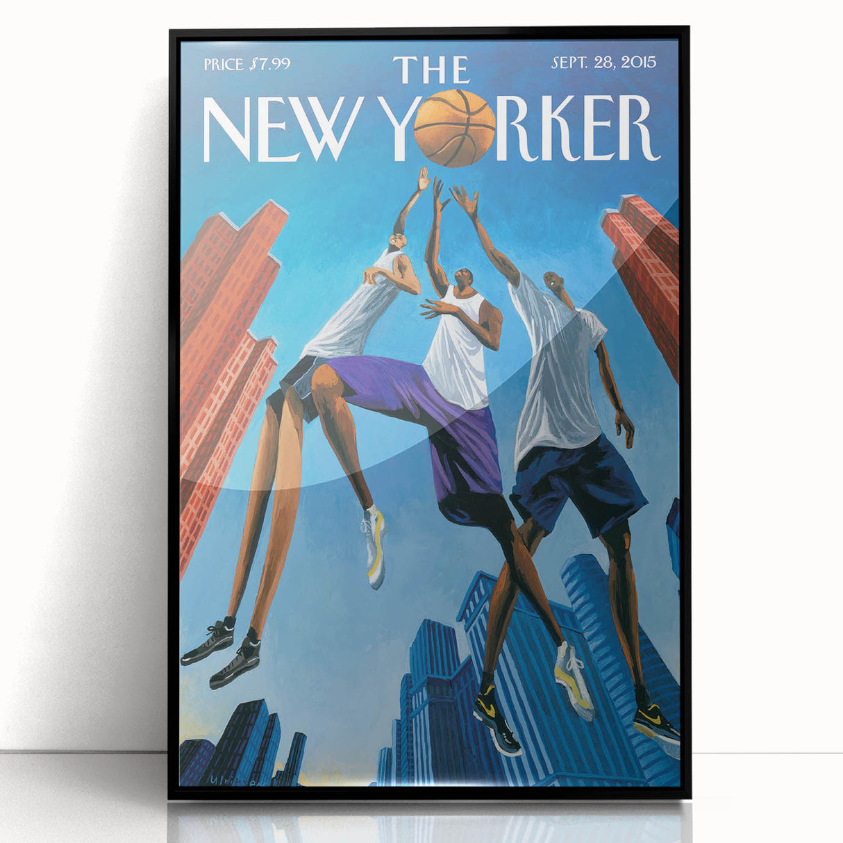 Vintage New Yorker Poster: Basketball Game Cover Art