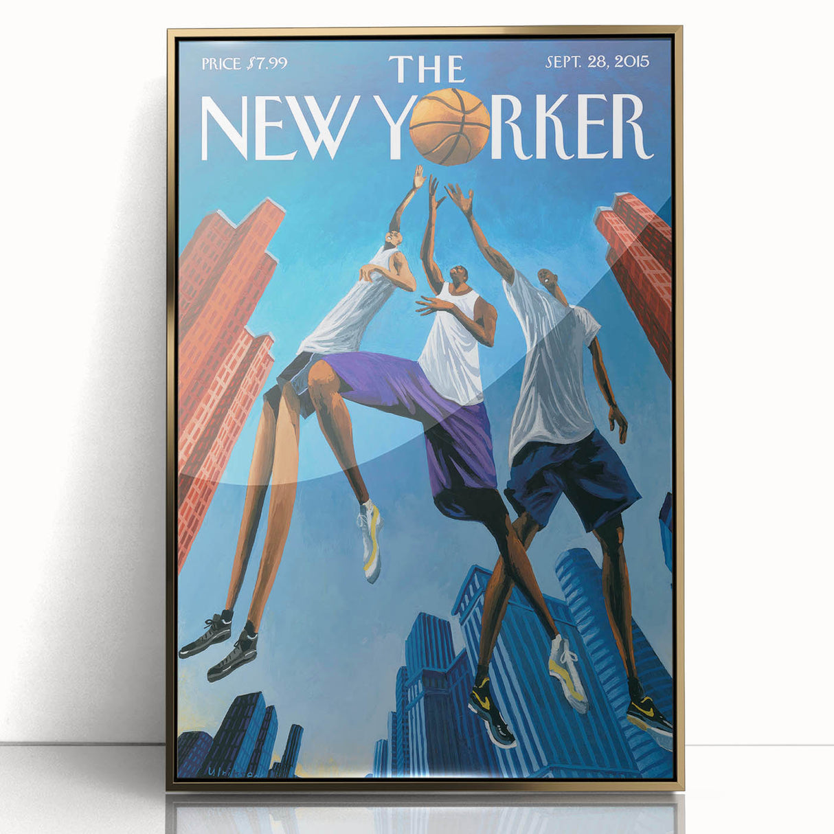 Vintage New Yorker Poster: Basketball Game Cover Art
