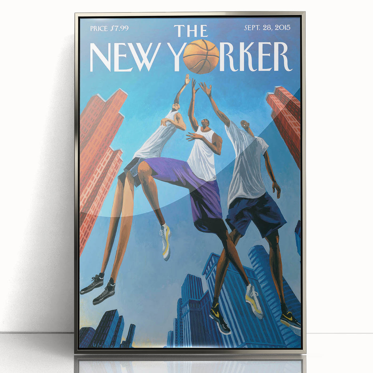 Vintage New Yorker Poster: Basketball Game Cover Art
