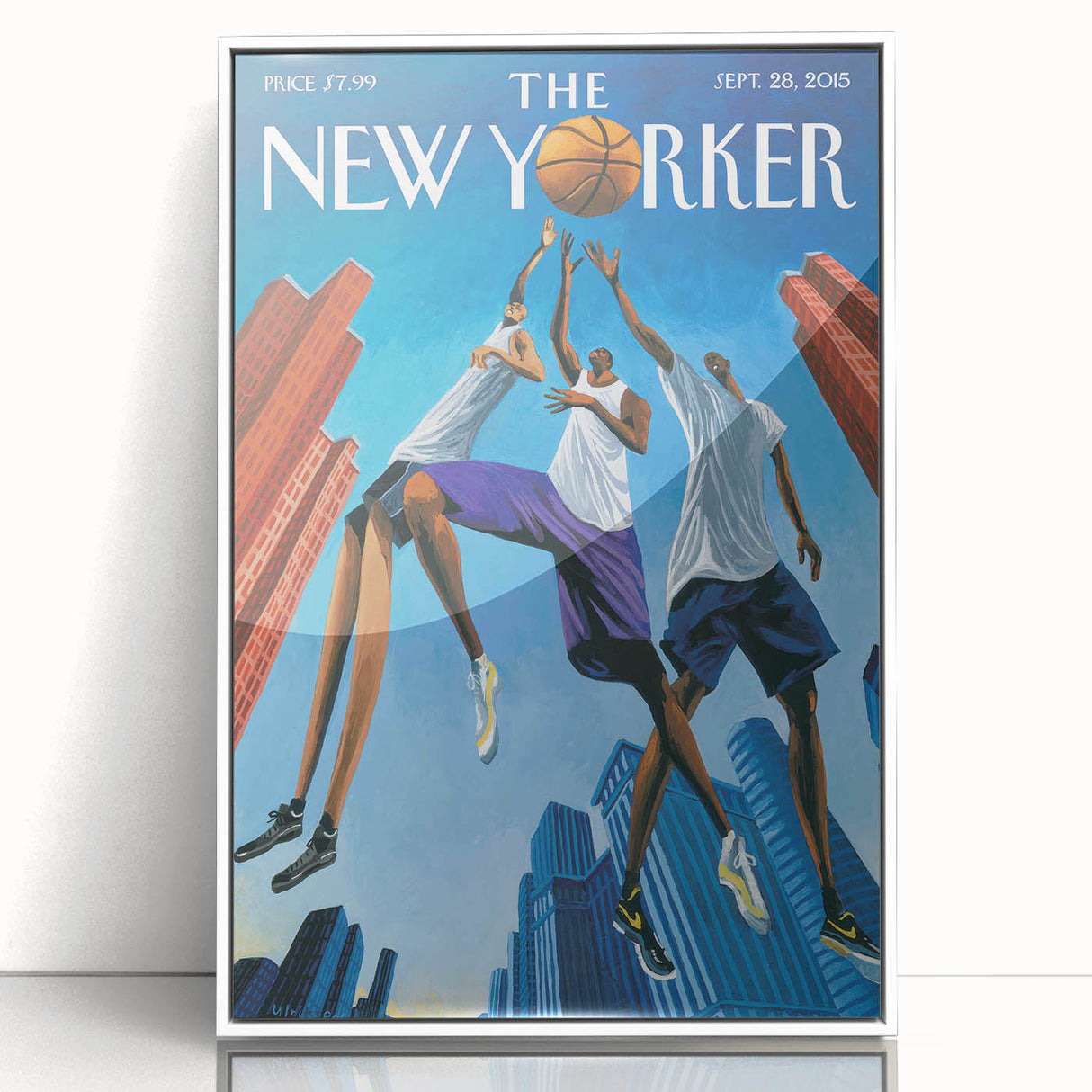 Vintage New Yorker Poster: Basketball Game Cover Art