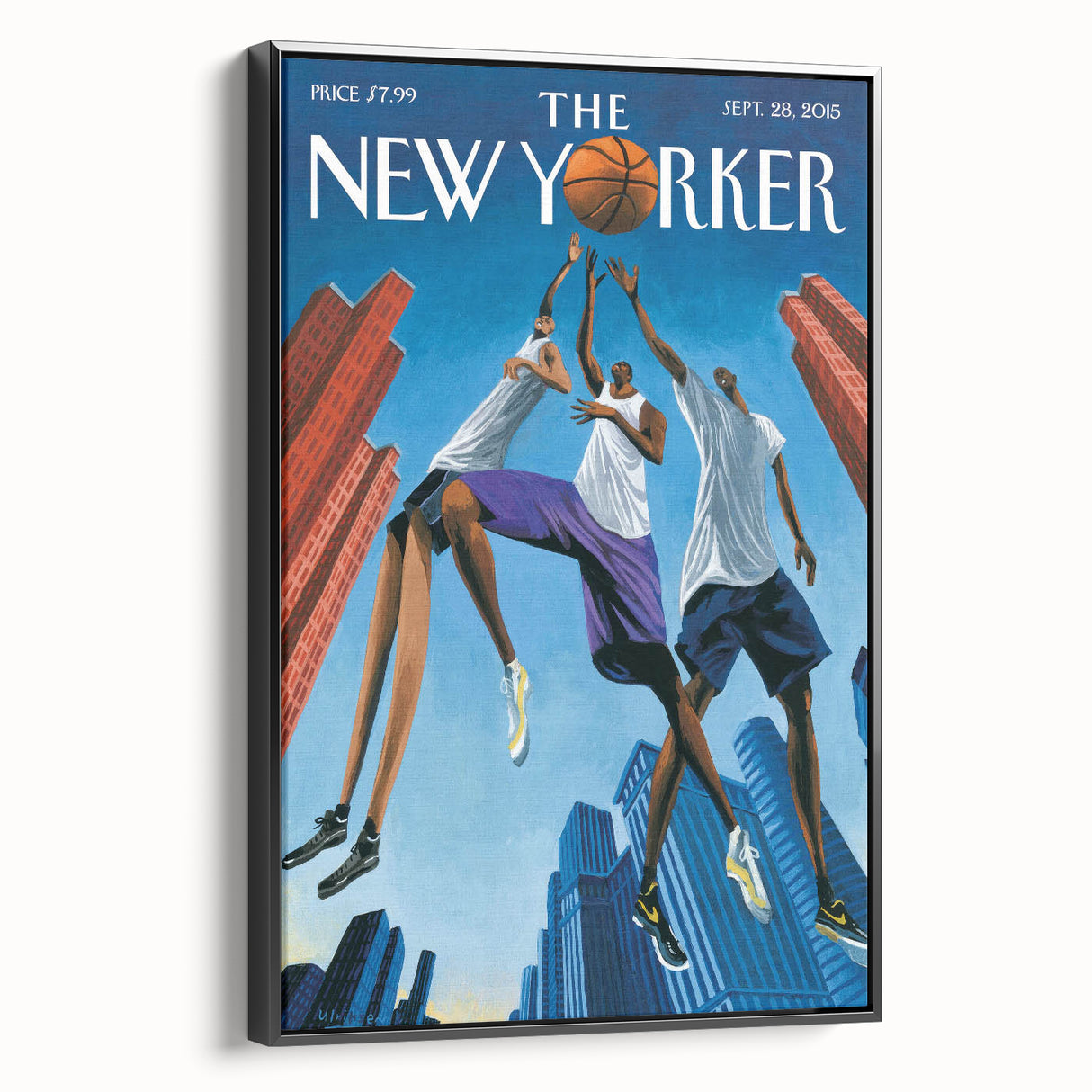 Vintage New Yorker Poster: Basketball Game Cover Art
