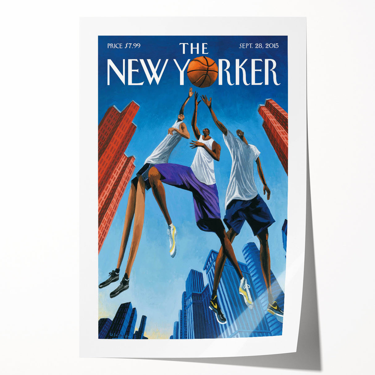 Vintage New Yorker Poster: Basketball Game Cover Art