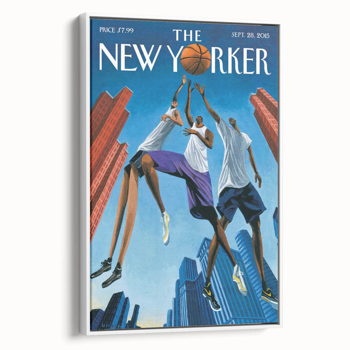 Vintage New Yorker Poster: Basketball Game Cover Art