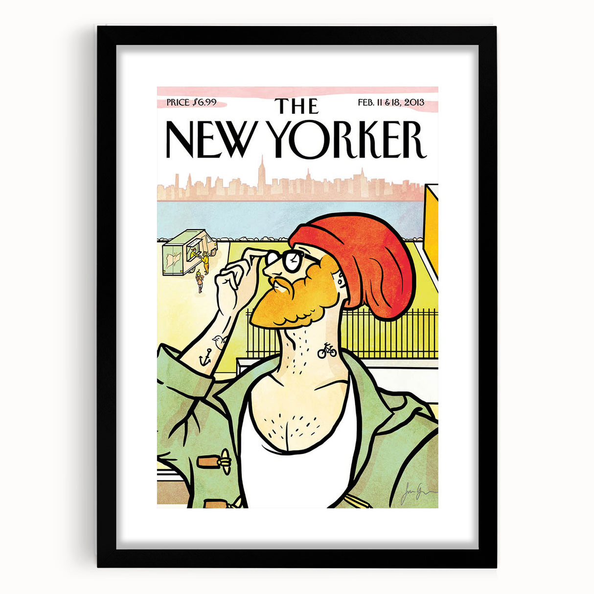 Vintage New Yorker Poster: Hipster Beanie Cover Art