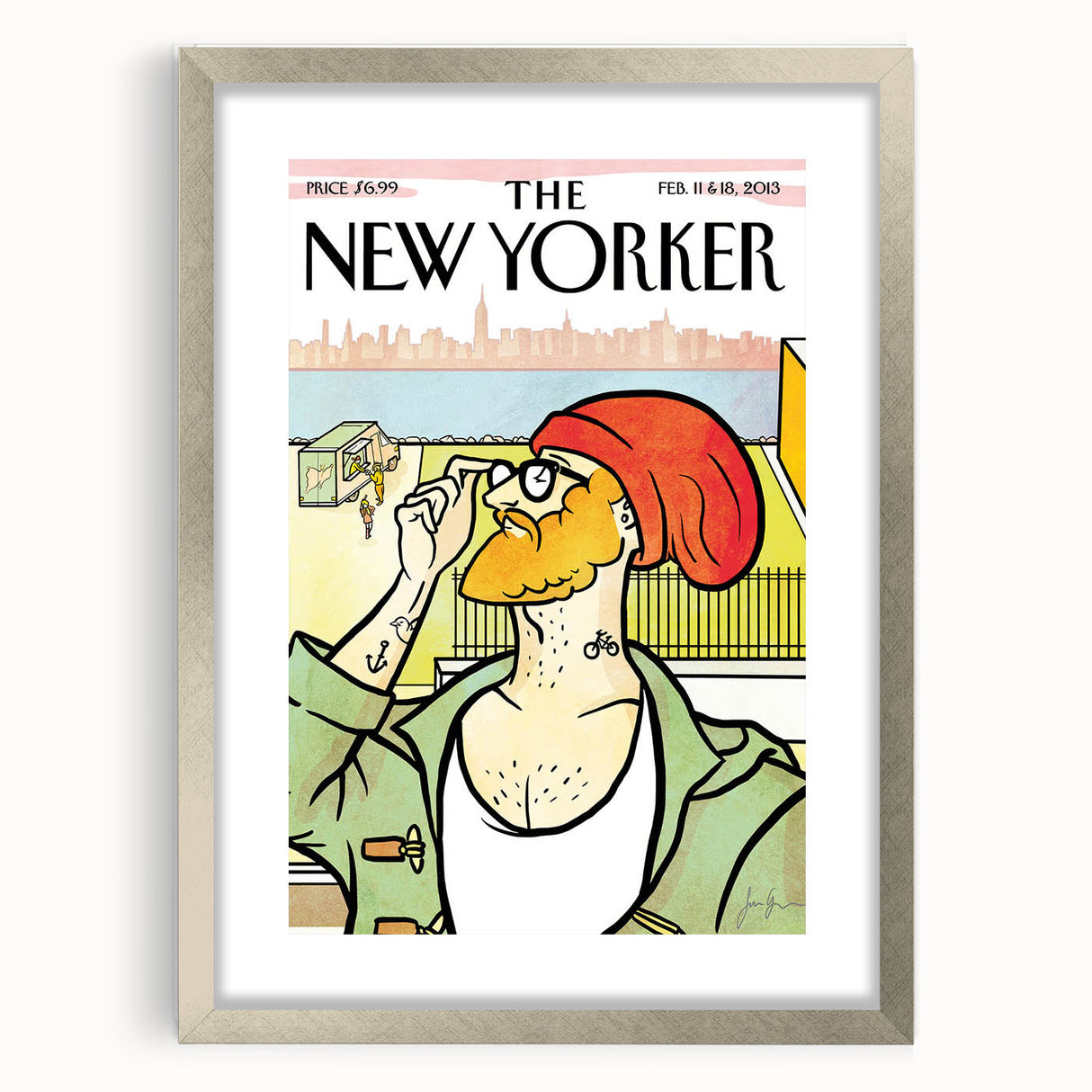 Vintage New Yorker Poster: Hipster Beanie Cover Art