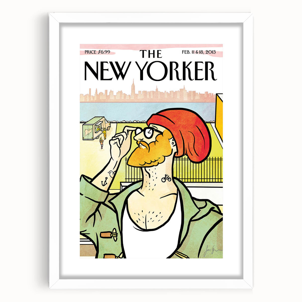 Vintage New Yorker Poster: Hipster Beanie Cover Art