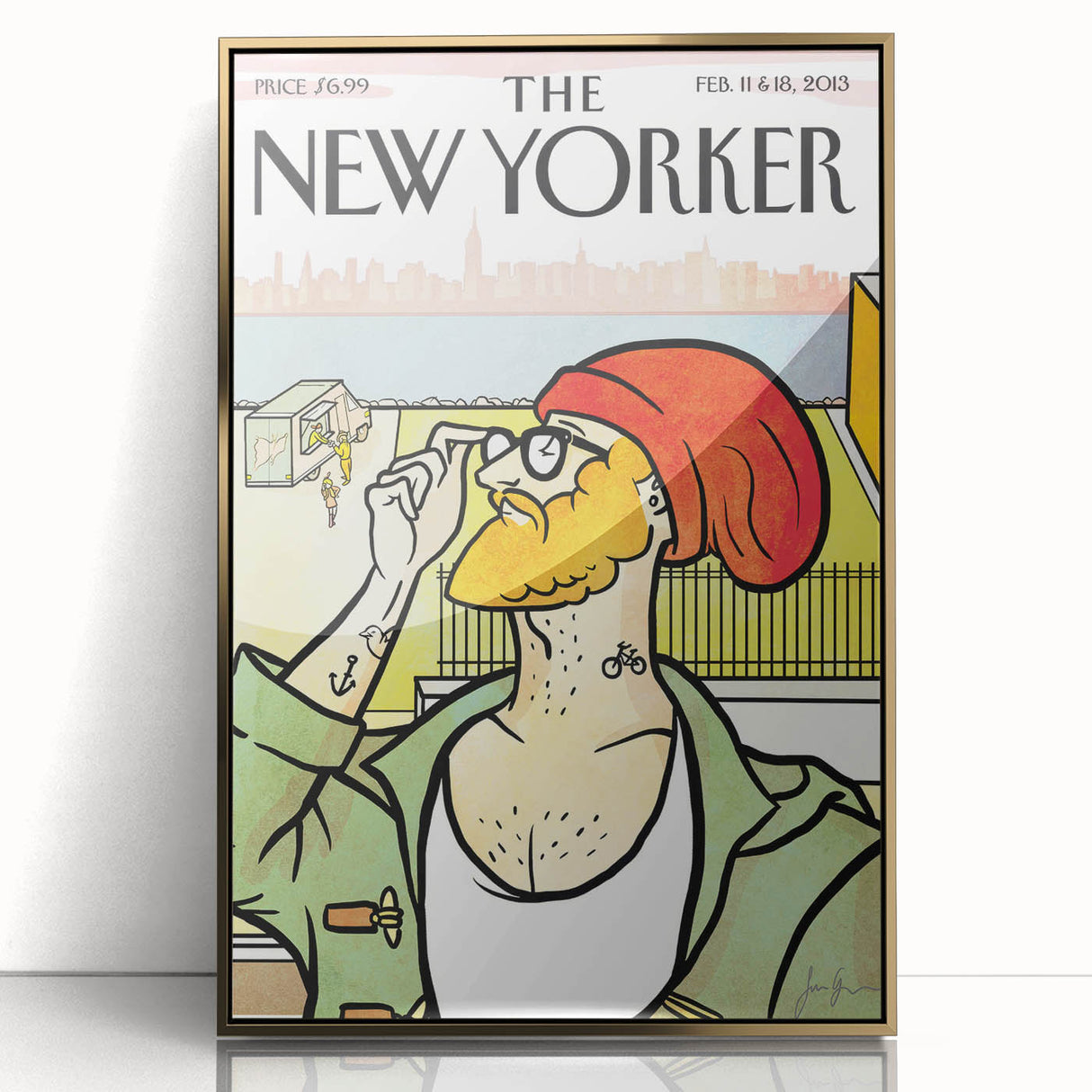 Vintage New Yorker Poster: Hipster Beanie Cover Art