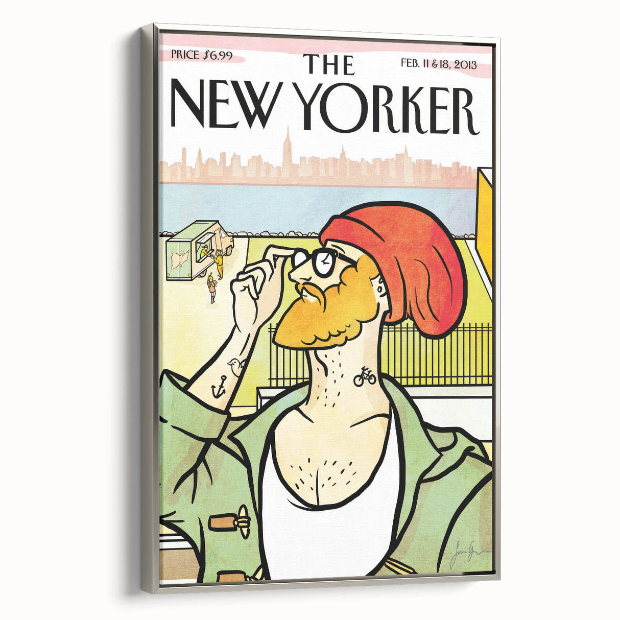 Vintage New Yorker Poster: Hipster Beanie Cover Art