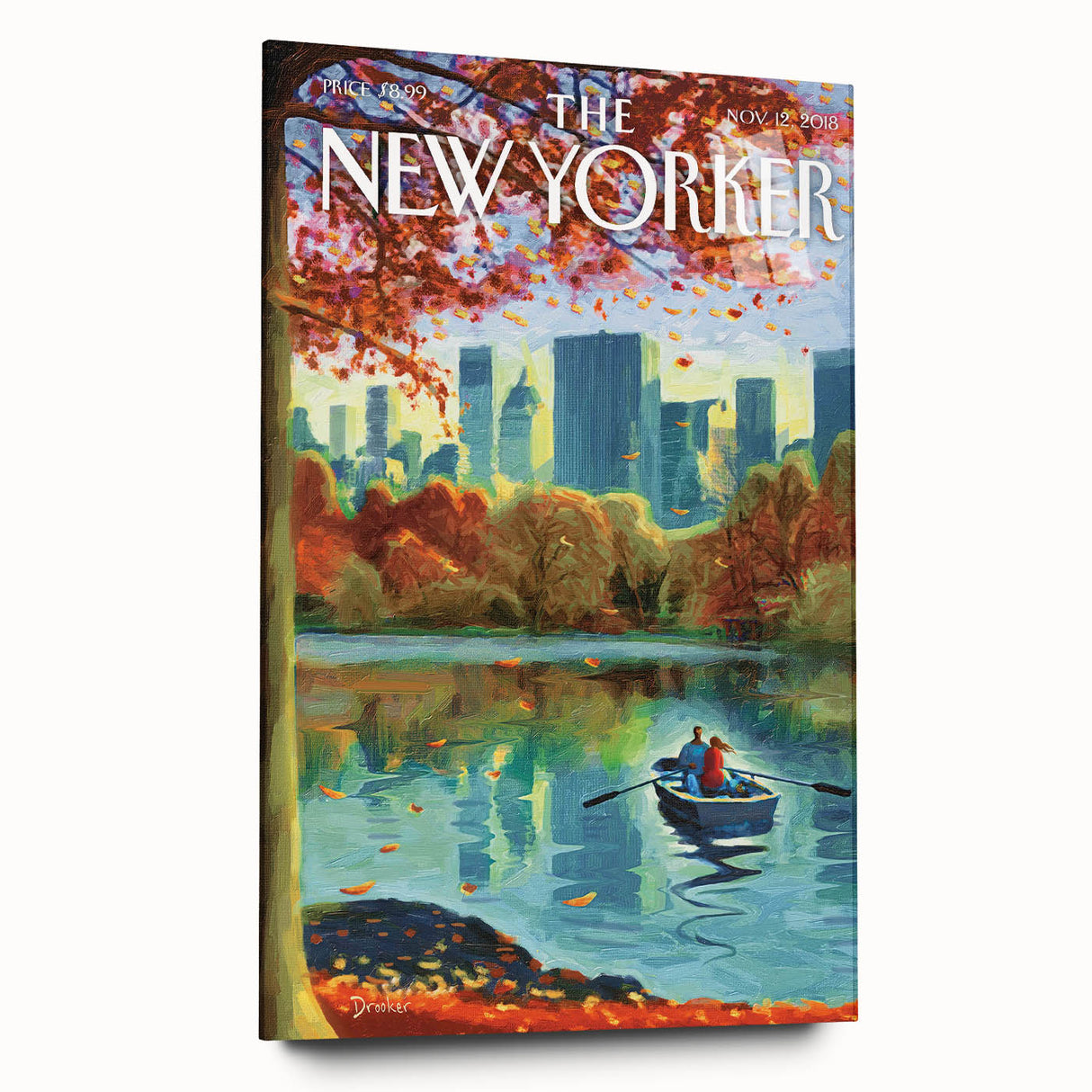 Vintage New Yorker Poster - Autumn Rowing Scene Art