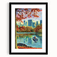 Vintage New Yorker Poster - Autumn Rowing Scene Art