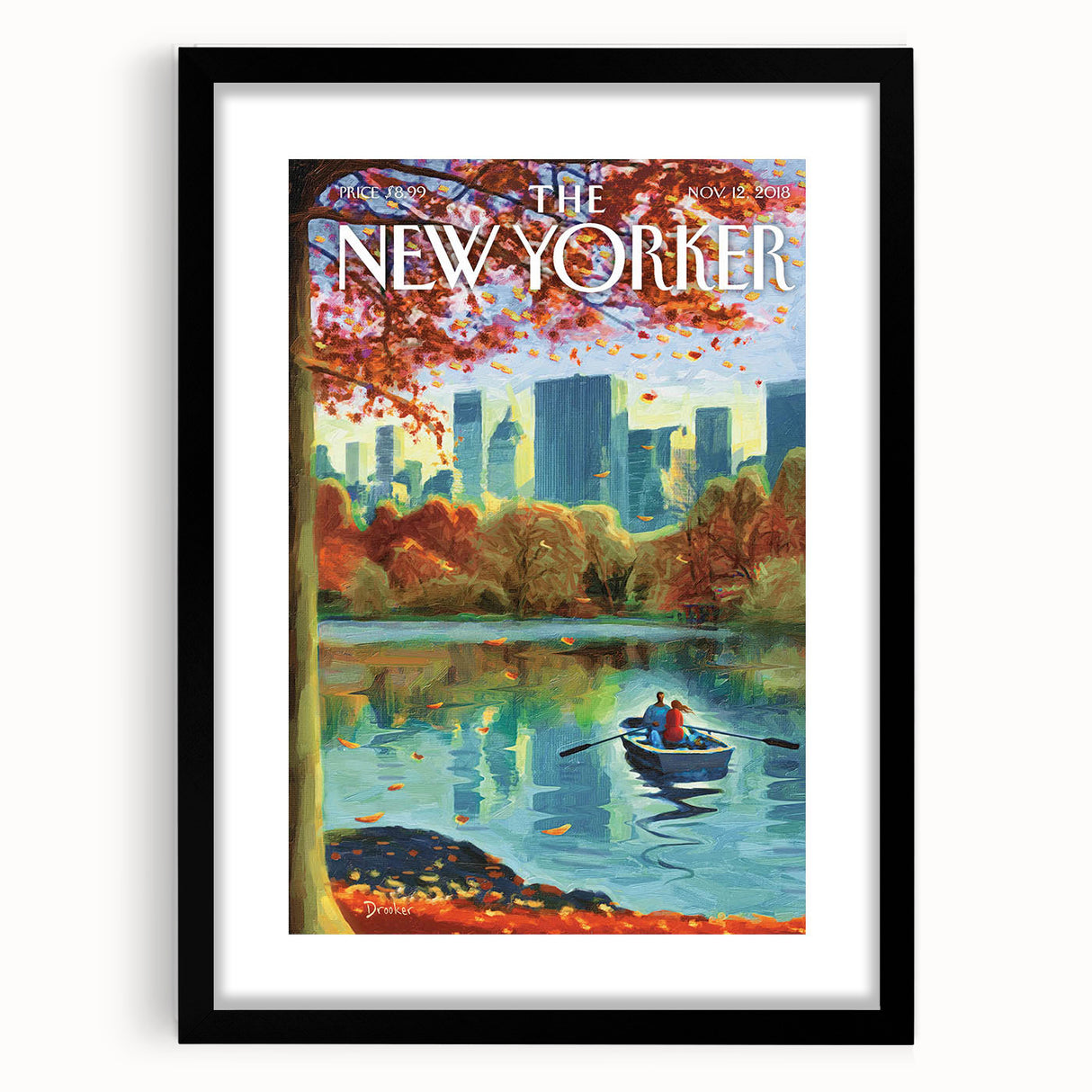 Vintage New Yorker Poster - Autumn Rowing Scene Art