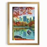 Vintage New Yorker Poster - Autumn Rowing Scene Art