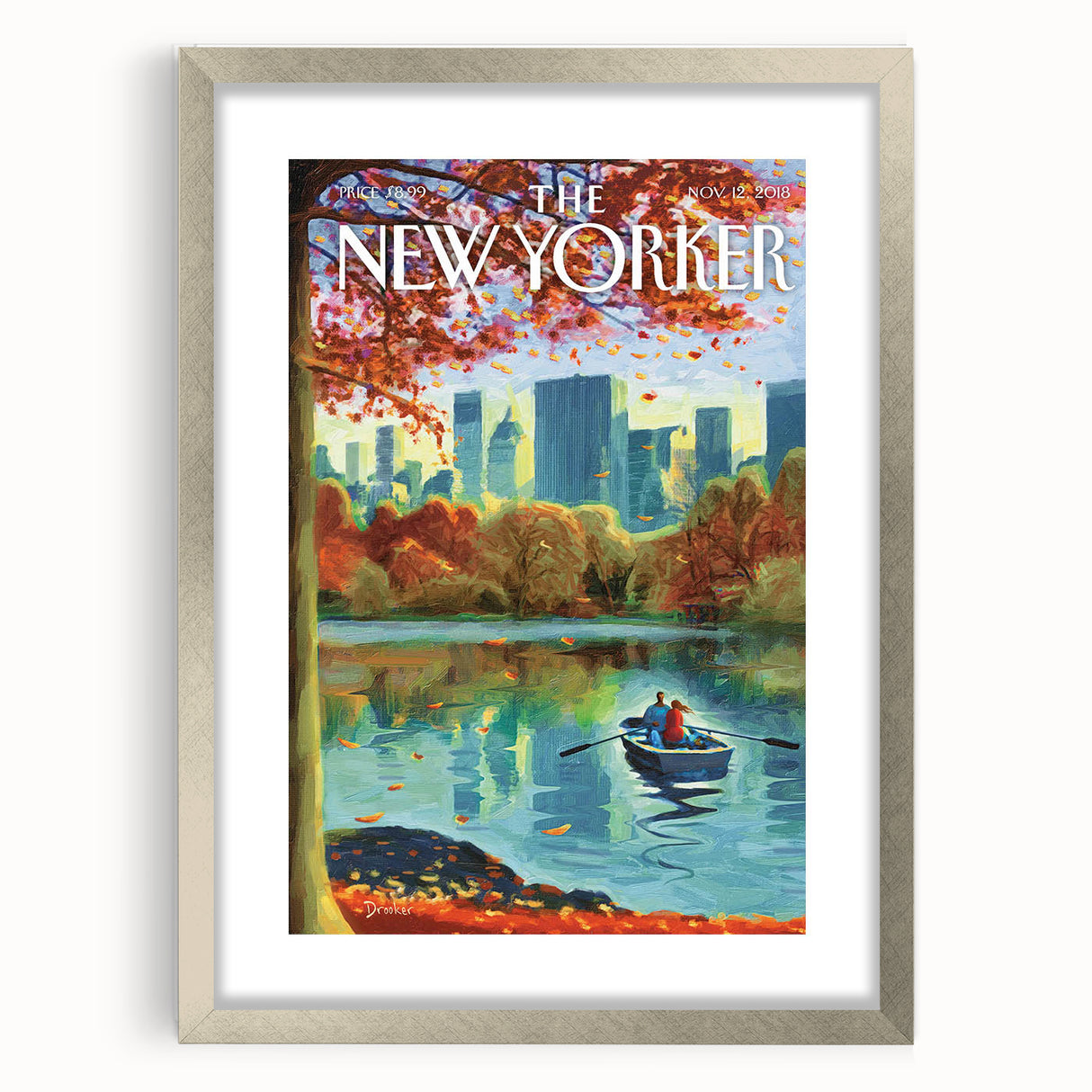Vintage New Yorker Poster - Autumn Rowing Scene Art