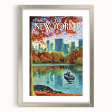 Vintage New Yorker Poster - Autumn Rowing Scene Art