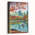 Vintage New Yorker Poster - Autumn Rowing Scene Art