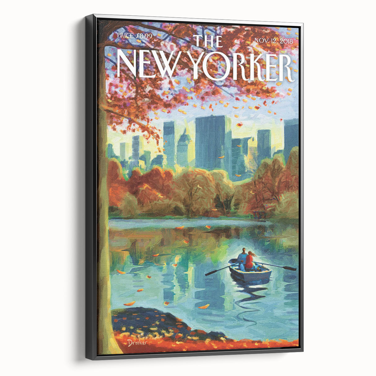 Vintage New Yorker Poster - Autumn Rowing Scene Art