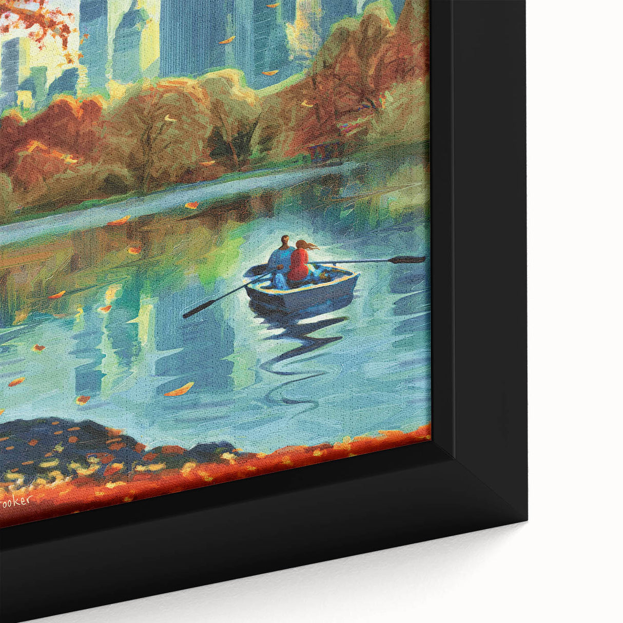 Vintage New Yorker Poster - Autumn Rowing Scene Art