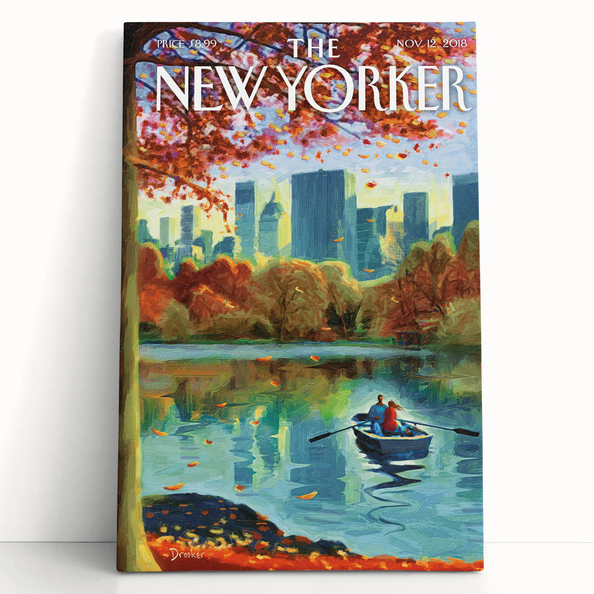 Vintage New Yorker Poster - Autumn Rowing Scene Art