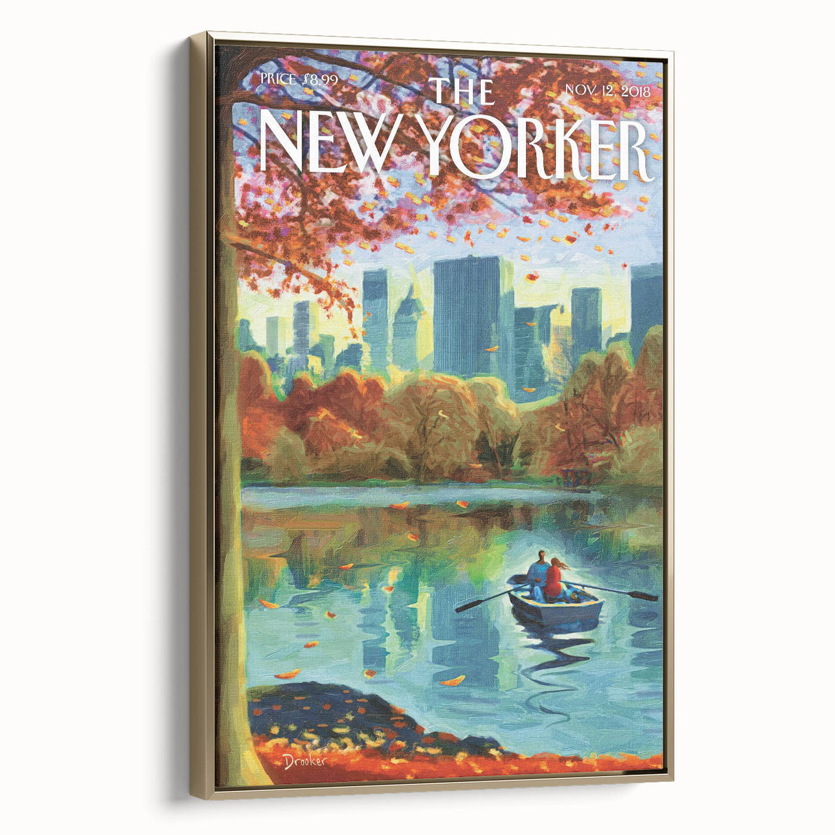 Vintage New Yorker Poster - Autumn Rowing Scene Art