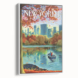 Vintage New Yorker Poster - Autumn Rowing Scene Art