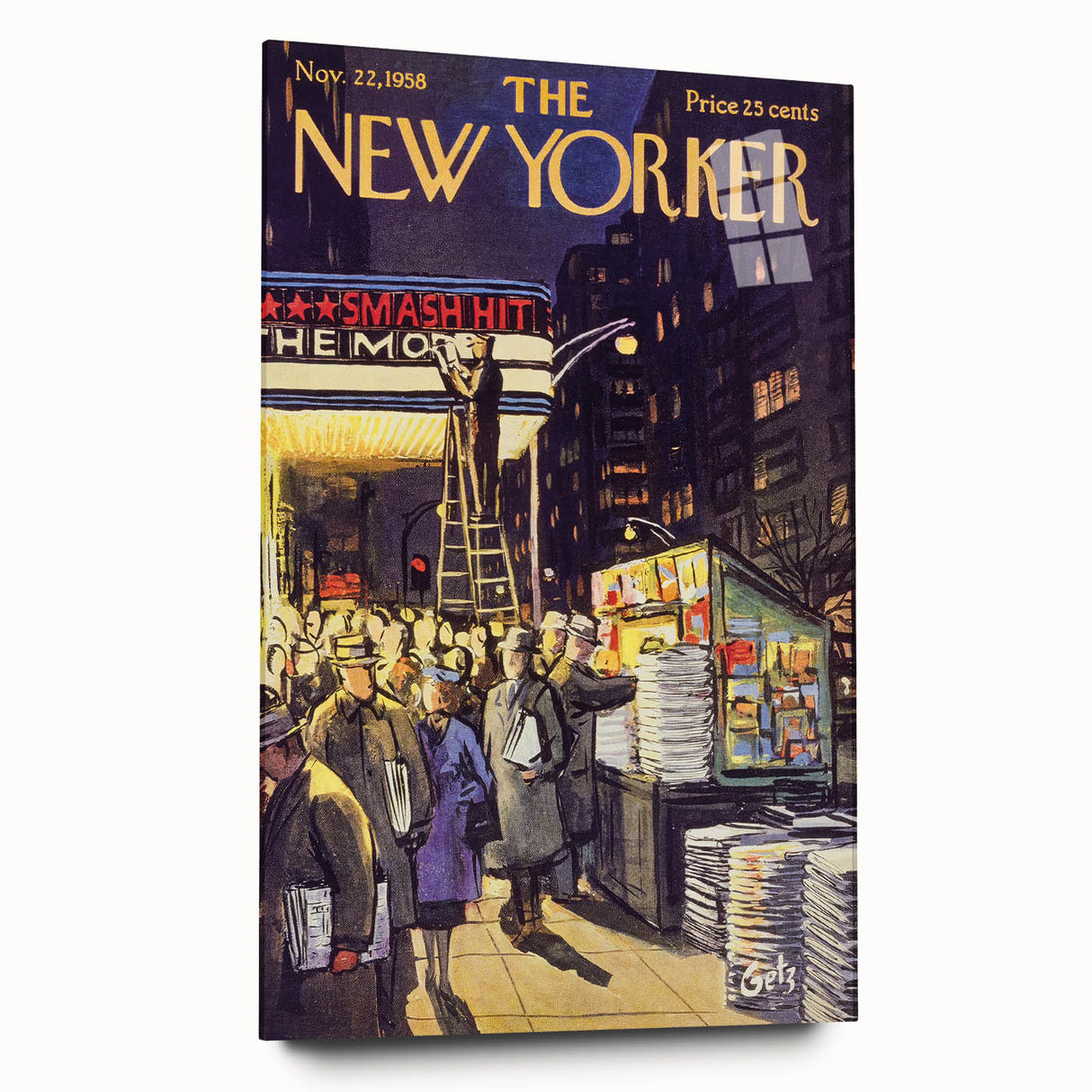 "Vintage New Yorker Poster – Classic NYC Movie Theater Scene"