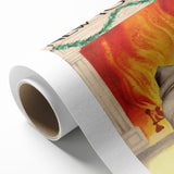 Vintage New Yorker Poster – Cozy Fireplace & Pug Illustration