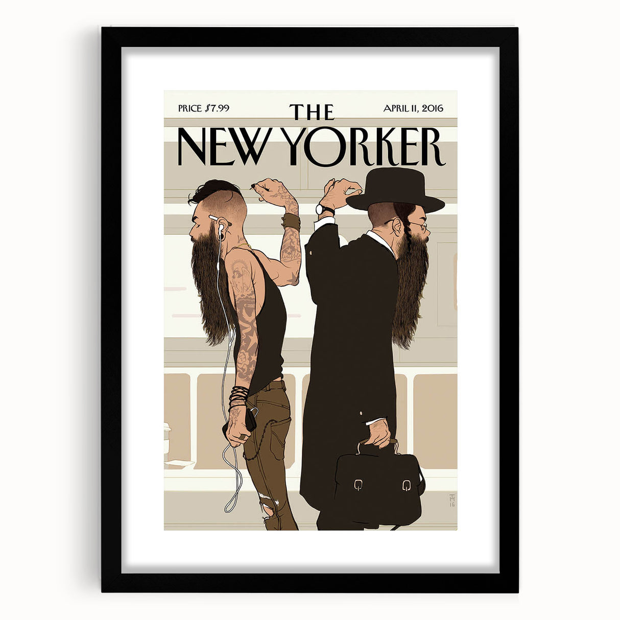 Vintage New Yorker Poster – Contrasting Subway Style Art Print