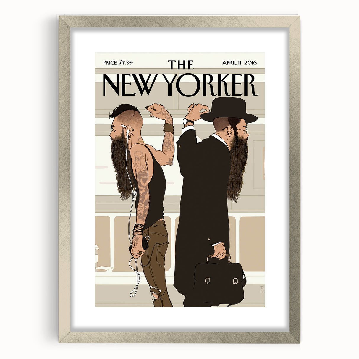 Vintage New Yorker Poster – Contrasting Subway Style Art Print