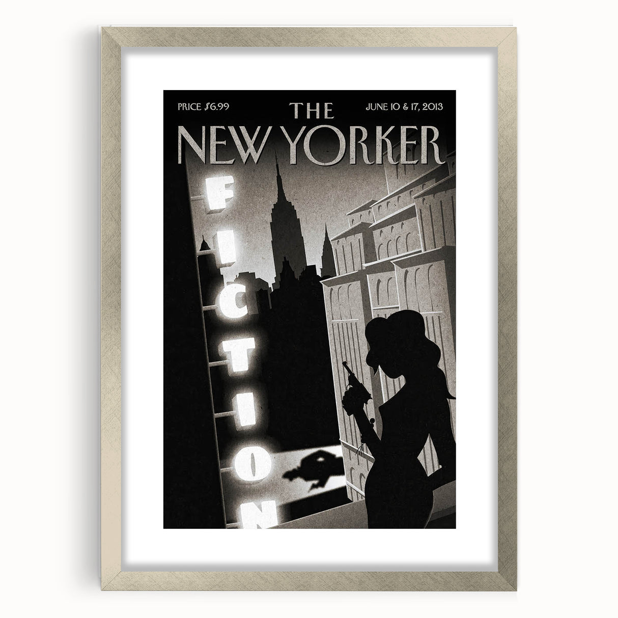 Vintage New Yorker Poster – Noir Fiction Scene Art Print
