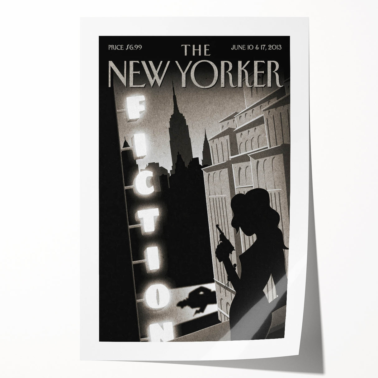 Vintage New Yorker Poster – Noir Fiction Scene Art Print