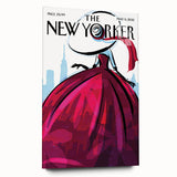 Vintage New Yorker Poster – Stylish Red Dress and City Art Print