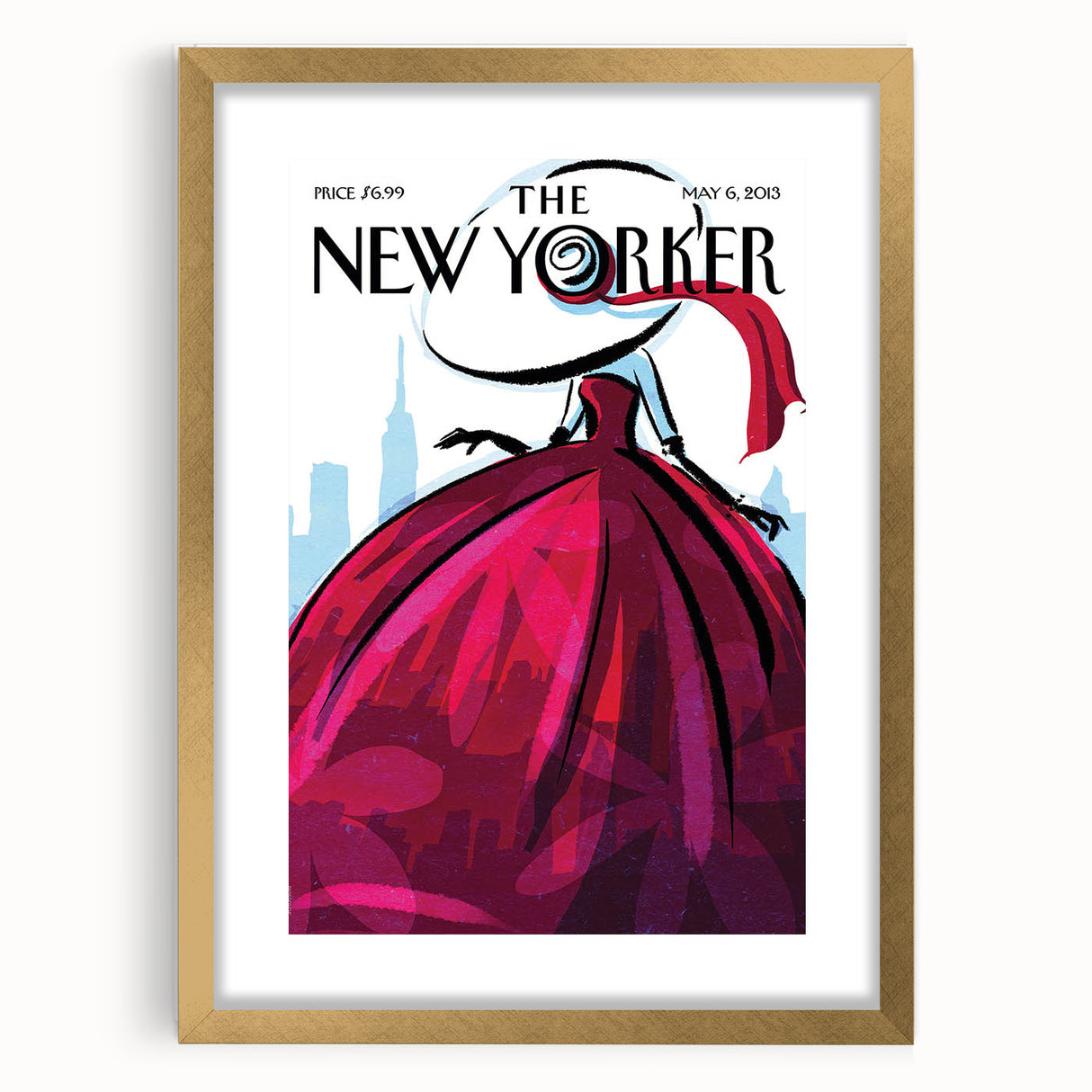 Vintage New Yorker Poster – Stylish Red Dress and City Art Print