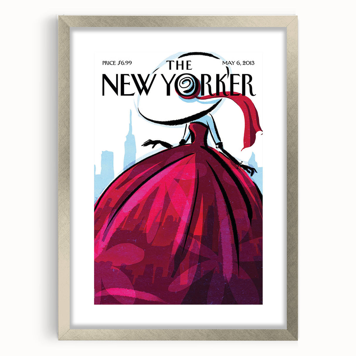 Vintage New Yorker Poster – Stylish Red Dress and City Art Print