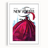 Vintage New Yorker Poster – Stylish Red Dress and City Art Print