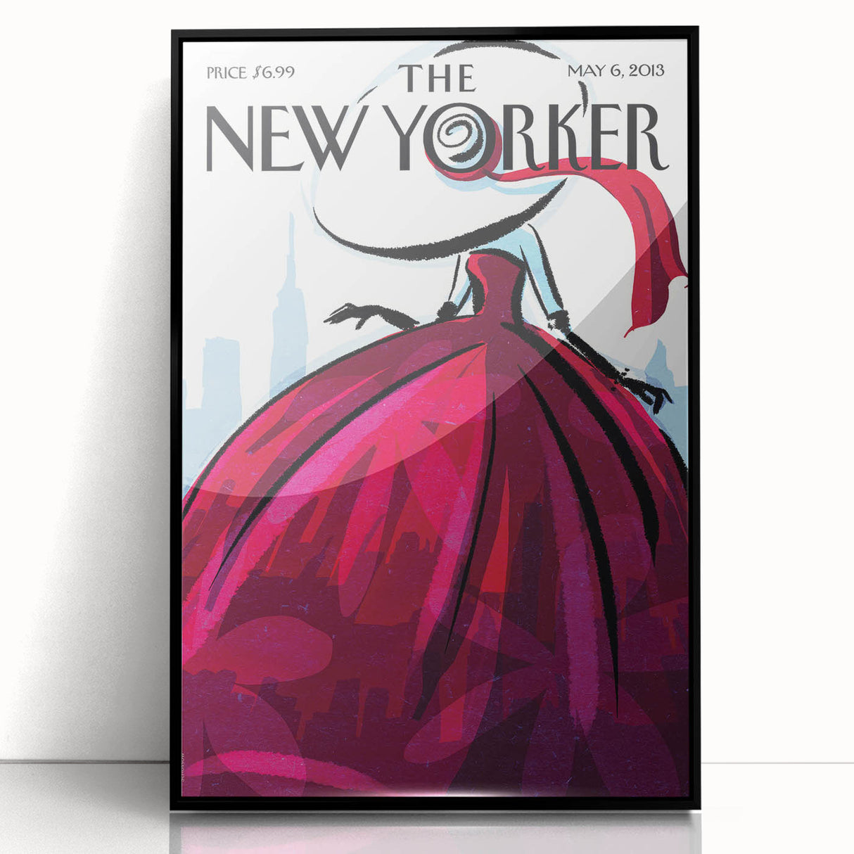 Vintage New Yorker Poster – Stylish Red Dress and City Art Print