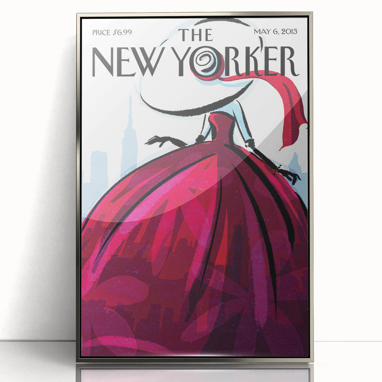 Vintage New Yorker Poster – Stylish Red Dress and City Art Print