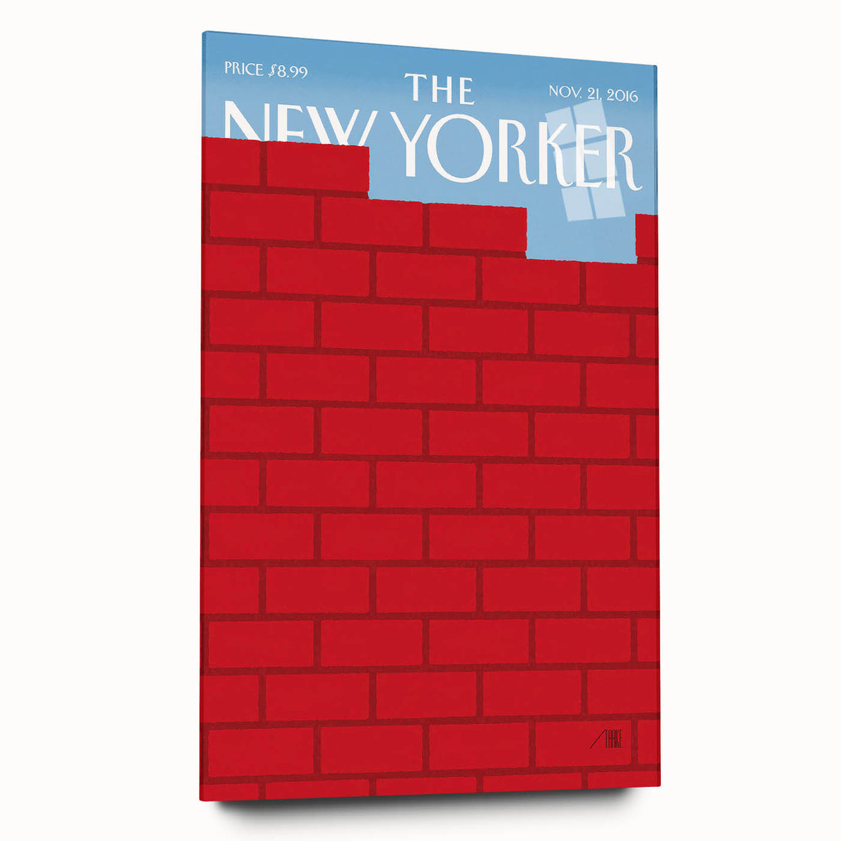 Vintage New Yorker Poster – Bold Red Brick Wall Art Print