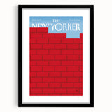 Vintage New Yorker Poster – Bold Red Brick Wall Art Print