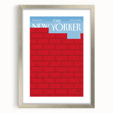 Vintage New Yorker Poster – Bold Red Brick Wall Art Print