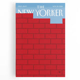 Vintage New Yorker Poster – Bold Red Brick Wall Art Print