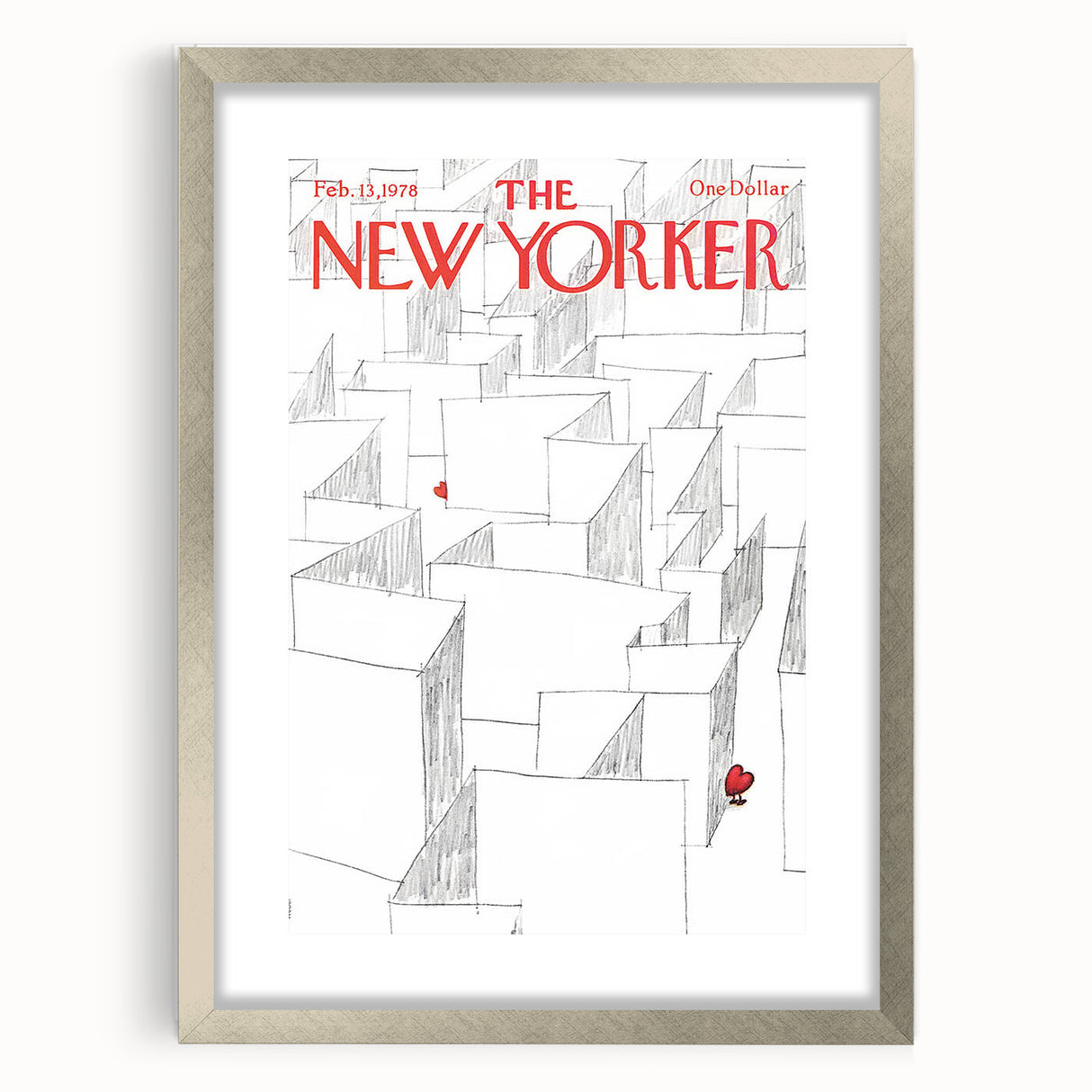 Vintage New Yorker Poster – Heart in the Maze Art Print
