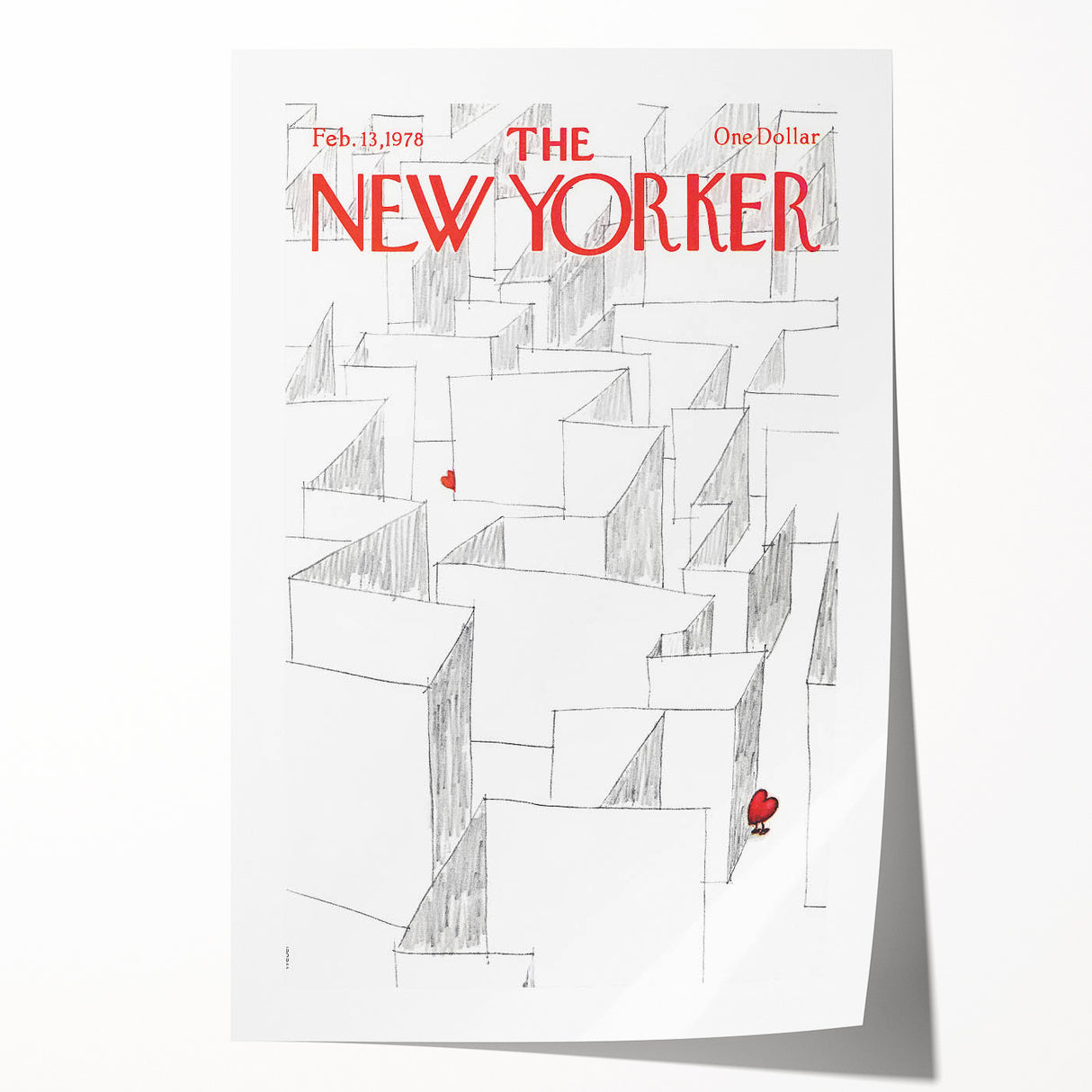 Vintage New Yorker Poster – Heart in the Maze Art Print