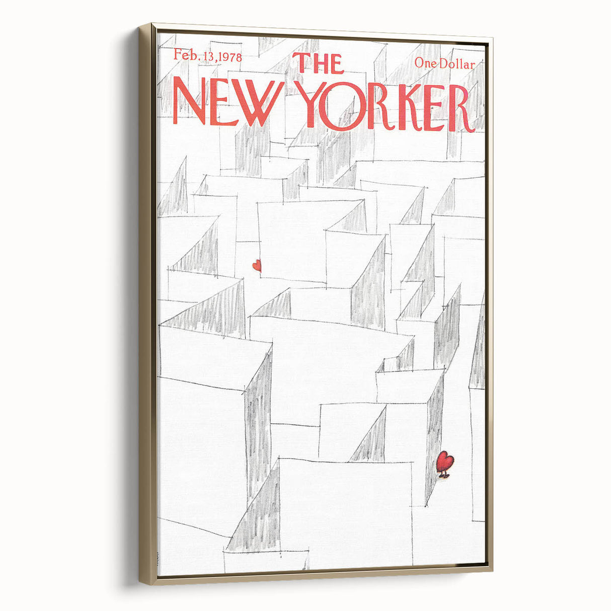Vintage New Yorker Poster – Heart in the Maze Art Print