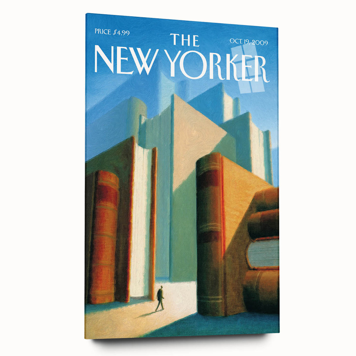 Vintage New Yorker Poster – Giant Books and Figure Art Print