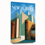 Vintage New Yorker Poster – Giant Books and Figure Art Print