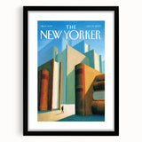 Vintage New Yorker Poster – Giant Books and Figure Art Print